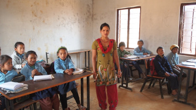 Education in Dhola - with the teacher